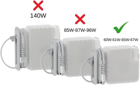 MacBook Şarj Aleti Kılıfı PVC Sert Kapak + Kablo Düzenleyici | 60W MagSafe 1-2 A1344/A1435, 61W A1718/A1947, 67W A2518 USB-C Uyumlu | Adaptör Koruyucu Şeffaf