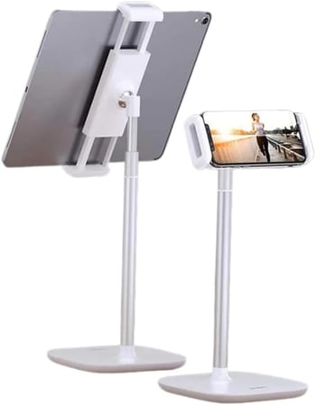Yükseklik ve Açı Ayarlı Masaüstü Telefon ve Tablet Tutucu Stand Beyaz