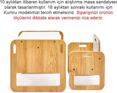 Serçe Model 0-18 Ay Yenidoğan Ahşap Montessori Aktivite Masa ve Sandalye Seti (1 Masa + 1 Sandalye)