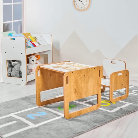 Serçe Model 0-18 Ay Yenidoğan Ahşap Montessori Aktivite Masa ve Sandalye Seti (1 Masa + 1 Sandalye)
