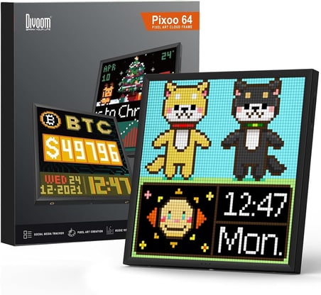 Pixoo-64 WiFi Piksel Sanat Ekranı, 64 x 64 LED Panel, Benzersiz Aydınlatma Dekorasyonu ile Uygulama Kontrolü
