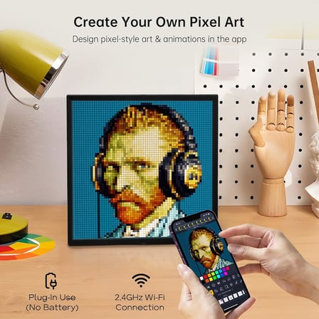 Pixoo-64 WiFi Piksel Sanat Ekranı, 64 x 64 LED Panel, Benzersiz Aydınlatma Dekorasyonu ile Uygulama Kontrolü