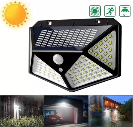 Güneş Enerjili Hareket Sensörlü 4 Taraflı Bahçe Garaj Ev Aydınlatma Lambası