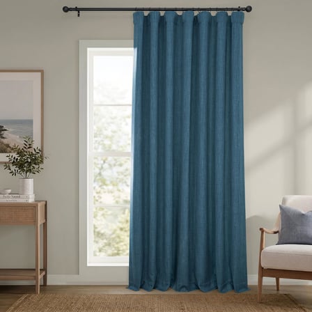 Half Price Drapes Suni Keten Karartma Perdesi, Ekstra Geniş, 250x226 cm, 1 Panel, Hikaye Mavisi