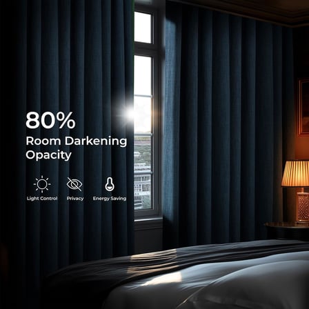 Half Price Drapes Suni Keten Karartma Perdesi, Ekstra Geniş, 250x226 cm, 1 Panel, Hikaye Mavisi