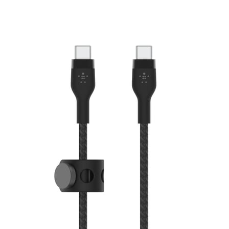 MacBookPro, iPadPro, GalaxyS22, Ultra, Plus - Siyah gibi cihazlar için Power Delivery PD ile hızlı şarj için BoostChargePro Flex Örgülü USB-C - USB-C Kablosu 1m USB-IF Onaylı