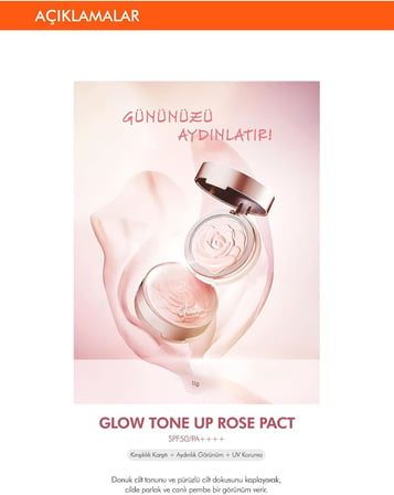 Ton Eşitleyici Aydınlık Görünüm Sağlayan Kapatıcı Krem Glow Tone Up Rose Pact