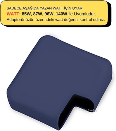 MacBook Şarj Aleti Kılıfı Silikon | 85W A1343/A1424 MagSafe 1-2, 87W A1719, 96W A2166 USB-C Uyumlu | MacBook Pro Adaptör Koruyucu Mavi