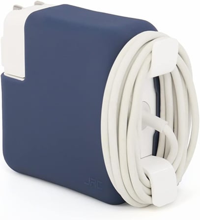 MacBook Şarj Aleti Kılıfı Silikon | 85W A1343/A1424 MagSafe 1-2, 87W A1719, 96W A2166 USB-C Uyumlu | MacBook Pro Adaptör Koruyucu Mavi