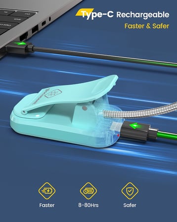 Söğüt Yatakta Kitaplar için Okuma Işıkları, 10LED Parlak Kitap Işığı, 3 Renk ve 3 Parlaklık, Şarj Edilebilir Kitap Işığı 80 saat sürer, Okuma Işığında Hafif Klips (mavi)