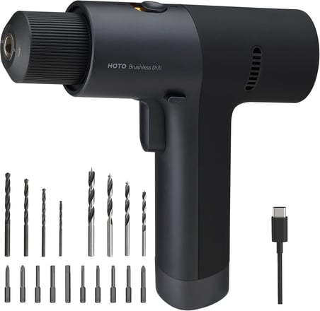 Akülü Fırçasız Matkap 12V, LED Ekran, 30 Hassas Dişli, 2 Çalışma Modu, 2000mAh Pil, 266 lb (30N·m) Tork, 3/8 inç Anahtarsız Ayna, 1400 rpm, 10 x Uç, 8 x Matkap Ucu