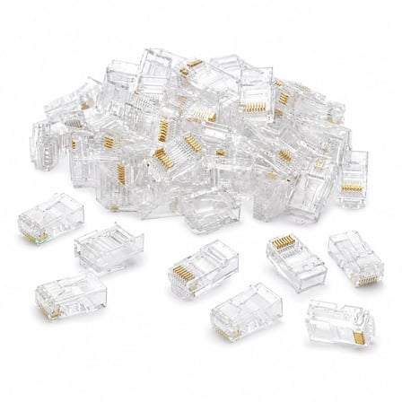 Jack, 100'lü Paket UTP Ethernet Konnektör, 8P8C Network LAN Kablo Ucu, İnternet Kablosu Sonlandırma Plug, Modem Router Switch Patch Panel Kamera Sistemi Bağlantı Jakı