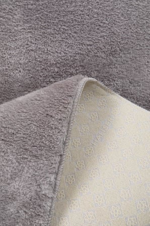 Evilla Modern Dekoratif Halı Jel Kaymaz Taban Peluş Açık Gri Paspas Takımı 60x100