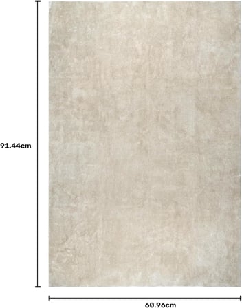 Loni Solid Makinede Yıkanabilir Shag Accent Kilim, 2x3, Krem