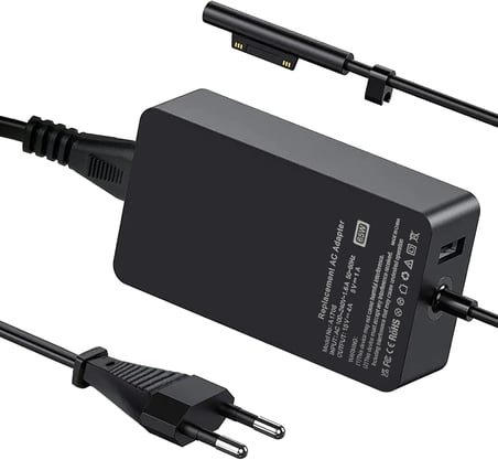 Şarj cihazı 65 W 15 V 4A (65 W, 44 W, 36 W için) güç kaynağı adaptörü Microsoft Surface Surface şarj kablosu Surface Laptop1/2/3, Surface Pro 3/4/5/6/7/X, Surface Book1/2 Surface Go, USB portlu