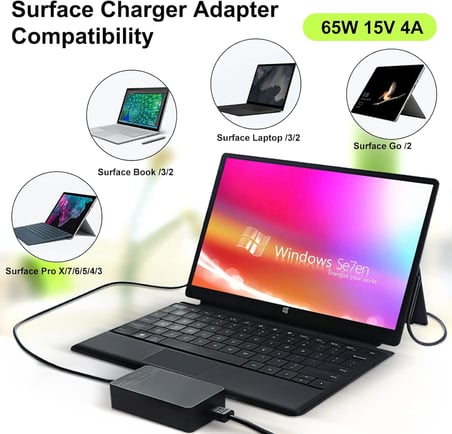 Şarj cihazı 65 W 15 V 4A (65 W, 44 W, 36 W için) güç kaynağı adaptörü Microsoft Surface Surface şarj kablosu Surface Laptop1/2/3, Surface Pro 3/4/5/6/7/X, Surface Book1/2 Surface Go, USB portlu