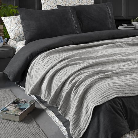 Çift Taraflı Süper Yumuşak Nefes Alabilen Dört Mevsim Throw Koltuk Şalı 140x190cm | Koltuk Örtüsü | 140x190 cm Yatak Örtüsü (Antrasit)