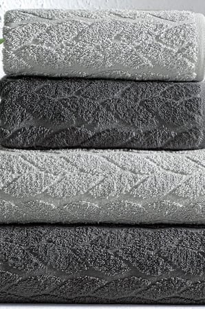 Çift Renk Banyo Havlusu, 4'lü Paket 2 Parça (70x140),2 Parça (50x90) Yumuşak ve Emici, Kaliteli Günlük Kullanıma Uygun%100 Pamuk Havlu (Antrasit-Gri)