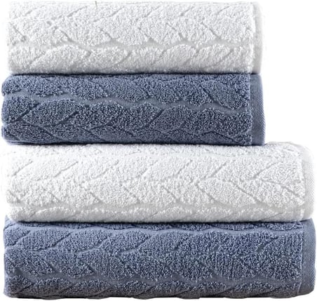 Çift Renk Banyo Havlusu, 4'lü Paket 2 Parça (70x140),2 Parça (50x90) Yumuşak ve Emici, Kaliteli Günlük Kullanıma Uygun%100 Pamuk Havlu (Antrasit-Gri)