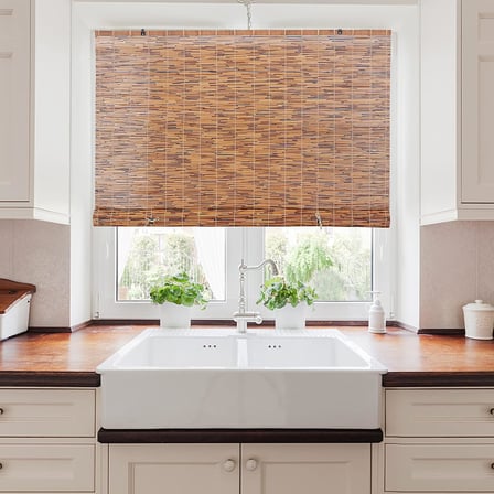 X-Scapes 20-BLC4 Işık Filtreleme Kordonsuz Bambu Kamış Rulo Perde Pencereler için, 48" G x 72" Y, Kahve