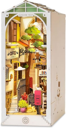 Ahşap Nook Kitap Seti, LED Işıklı Minyatür Kendin Yap Model
