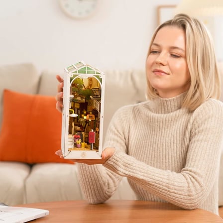 Ahşap Nook Kitap Seti, LED Işıklı Minyatür Kendin Yap Model