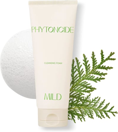 Phytoncide Mild Cleansing Foam, Jeju Servi Yaprağı ve Panthenol İçerikli, Köpük, Hassas Ciltler için Nemlendirici Vegan Temizleyici