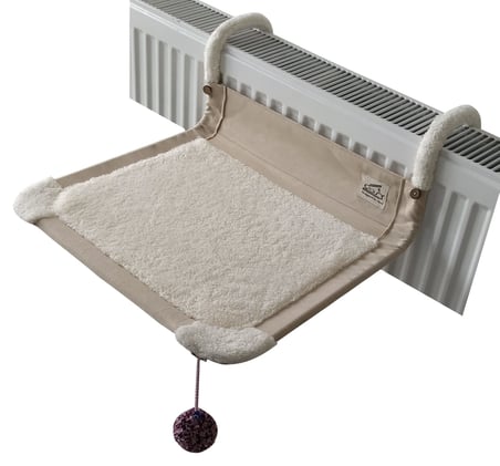 Cosy Comfort Kısa Kaloriferler için Kedi Kalorifer Yatağı (Krem, Keten, Medium, Katlanabilir, Folding, Stainless Steel Body)