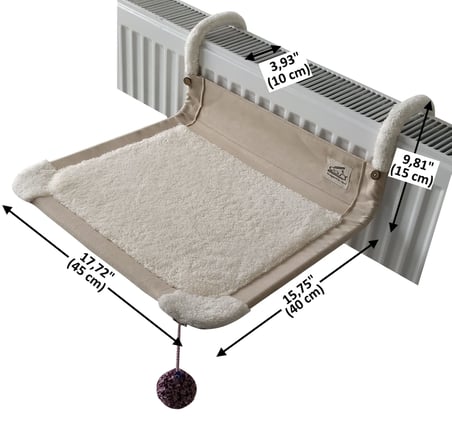 Cosy Comfort Kısa Kaloriferler için Kedi Kalorifer Yatağı (Krem, Keten, Medium, Katlanabilir, Folding, Stainless Steel Body)