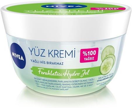 Ferahlatıcı Hydro Nemlendirici Yüz Kremi 100 ml, Yağlı Ciltler İçin, Makyaj Bazı, 24 Saat Cilt Nemlendirici, Yağlı His Bırakmayan Formül