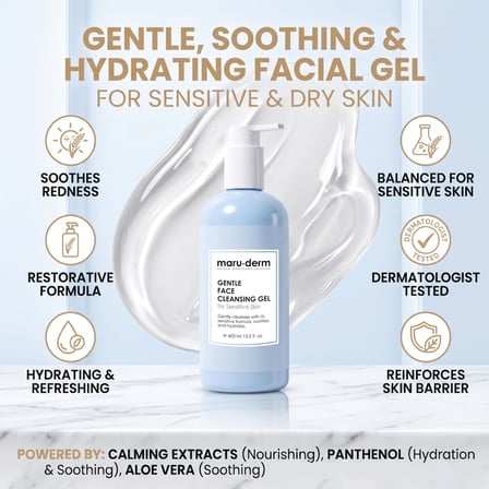 Hassas ve Atopik Ciltler için Yüz Yıkama Jeli – Nazik Arındırıcı Nem Destekli Temizleyici, Papatya & Aloe Vera ile, 400 ML