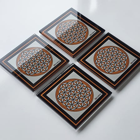 4'lü Takım | Cam Bardak Altlığı | 10cm X 10cm | ( LOGOLU)