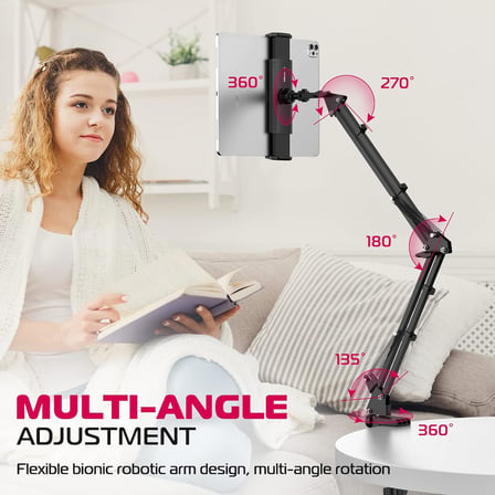 Masa için T2 Ayarlanabilir Tablet Tutucu, Yatak için Karbon Çelik Tablet Telefon Standı, Esnek Tablet Kol Kelepçesi iPhone 15 Pro iPad Kindle Galaxy Tab 4.6-12.9 İnç Cihazlarla Uyumlu