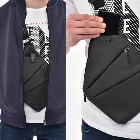 A Dos Çapraz Askılı Çanta, Göğüs Çanta, Slim Çanta, Unisex Siyah Kumaş Bel Çanta, Çapraz Askılı Çanta, Göğüs Seyahet Günlük Bodybag İnce Sling Çanta