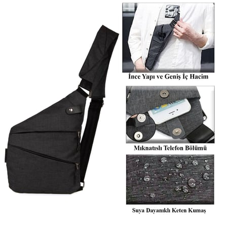A Dos Çapraz Askılı Çanta, Göğüs Çanta, Slim Çanta, Unisex Siyah Kumaş Bel Çanta, Çapraz Askılı Çanta, Göğüs Seyahet Günlük Bodybag İnce Sling Çanta