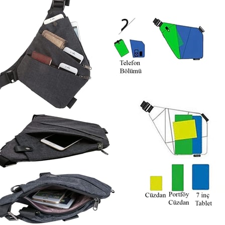 A Dos Çapraz Askılı Çanta, Göğüs Çanta, Slim Çanta, Unisex Siyah Kumaş Bel Çanta, Çapraz Askılı Çanta, Göğüs Seyahet Günlük Bodybag İnce Sling Çanta