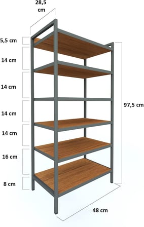 MDSTRL001 6 Raflı Ayakkabılık Metal-Ahşap Çok Amaçlı Raf Terliklik Ayakkabı Dolabı Terlik Organizer
