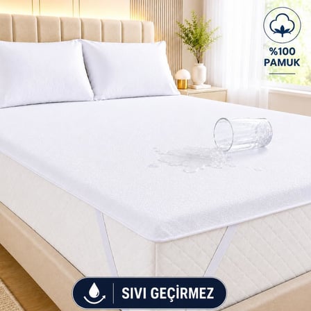 Pamuk Su Sıvı Geçirmez Köşe Lastikli Alez Tek Çift Bebek Park Yatak Koruyucu Alez (90 x 190)