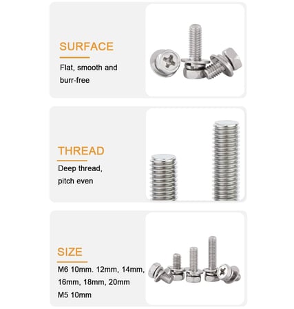 Cıvataları ve Somunları, M5 x 10 mm ATV Akü Terminal Cıvataları, Motosiklet, Tekne, E-Bisiklet, Elektrikli Forkliftler için Paslanmaz Çelik M5 Cıvatalar, 10'lu Paket