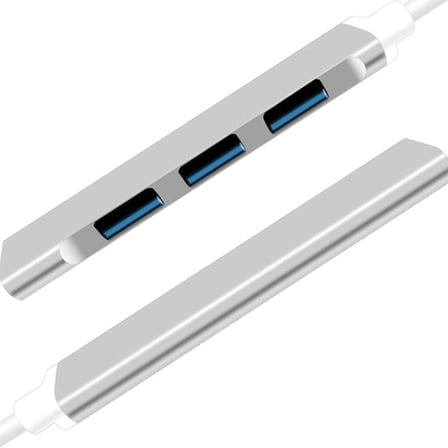 Macbook ile Uyumlu İçe Aktarım Alüminyum gövde Type-C To 4 USB Port 3.0 Splitter 5 Gbps Çevirici Hub Adaptör (Gümüş).