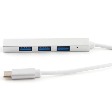 Macbook ile Uyumlu İçe Aktarım Alüminyum gövde Type-C To 4 USB Port 3.0 Splitter 5 Gbps Çevirici Hub Adaptör (Gümüş).