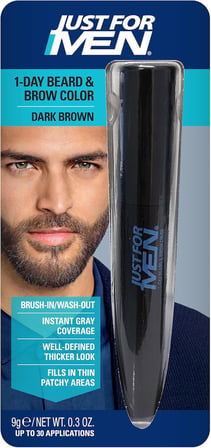 for Men 1 Günlük Sakal ve Kaş Rengi, Sakal ve Kaşlar için Geçici Renk, Dolgun, İyi Tanımlı Bir Görünüm İçin, 30 Uygulamaya Kadar Koyu Kahverengi