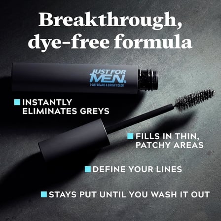 for Men 1 Günlük Sakal ve Kaş Rengi, Sakal ve Kaşlar için Geçici Renk, Dolgun, İyi Tanımlı Bir Görünüm İçin, 30 Uygulamaya Kadar Koyu Kahverengi