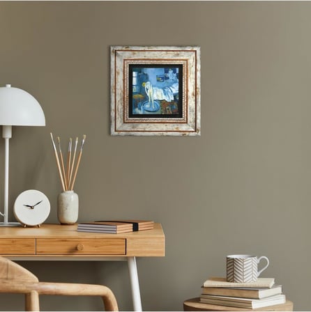 Stone Picasso Mavi Oda Taş Duvar Tablosu - Çerçeveli Taş Tablo - Dekoratif Duvar Sanatı - Modern Ev Ve Ofis Duvar Dekoru T1-299