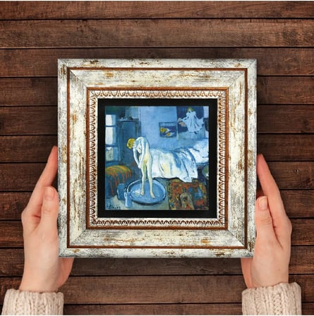 Stone Picasso Mavi Oda Taş Duvar Tablosu - Çerçeveli Taş Tablo - Dekoratif Duvar Sanatı - Modern Ev Ve Ofis Duvar Dekoru T1-299