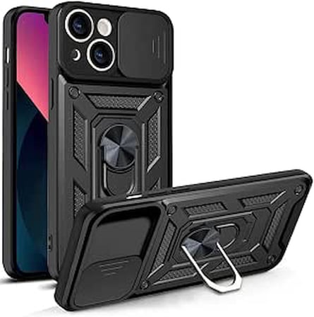 iPhone 14 Plus Kılıf Lens Sürgülü Yüzüklü Tank Silikon Pars