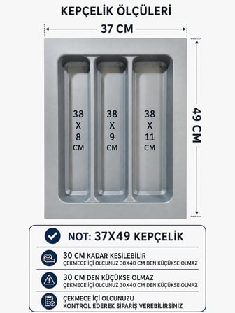 Içi Kaşıklık ve Kepçelik Düzenleyici 2'li Takım 37x49 cm (30x40 cm Kadar Kesilebilir)