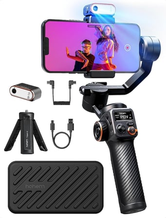 iSteady M6 Mobil Gimbal Sabitleyici Kiti 3 Eksen, Ayarlanabilir CCT/RGB Dolgu Işıklı Manyetik AI Takip, 0,91 İnç OLED Ekran, Yük Kapasitesi 400 g, Youtube/Vlog için