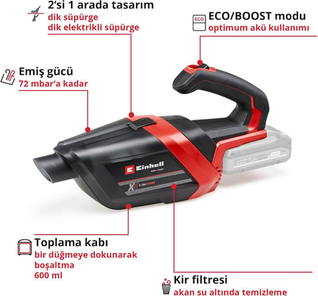 Akülü El Süpürgesi TE-HV 18/06 Li-Solo 2347190