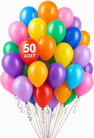 Balon 50 Li Karışık Renk Parti Doğum Günü Kutlama Özel Günler